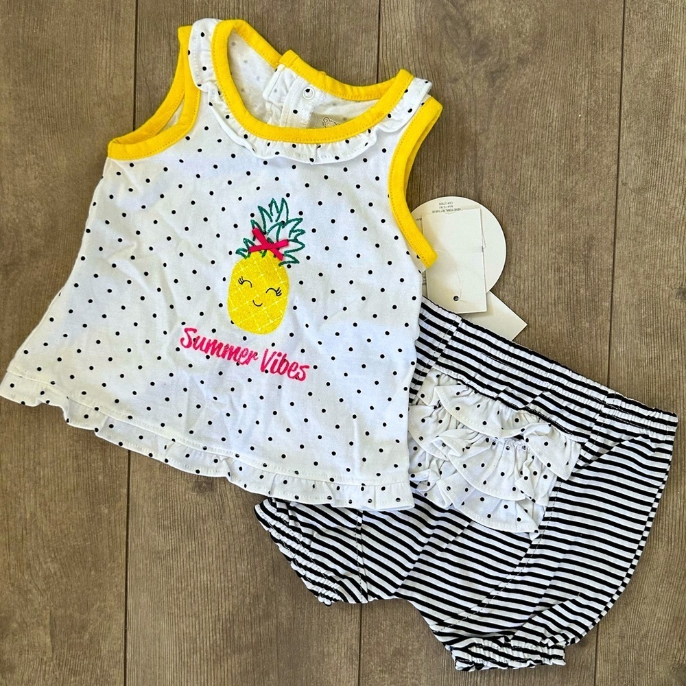 New Koala Baby Girl Ruffle bottoms Pineapple top matching outfit set 3-6m